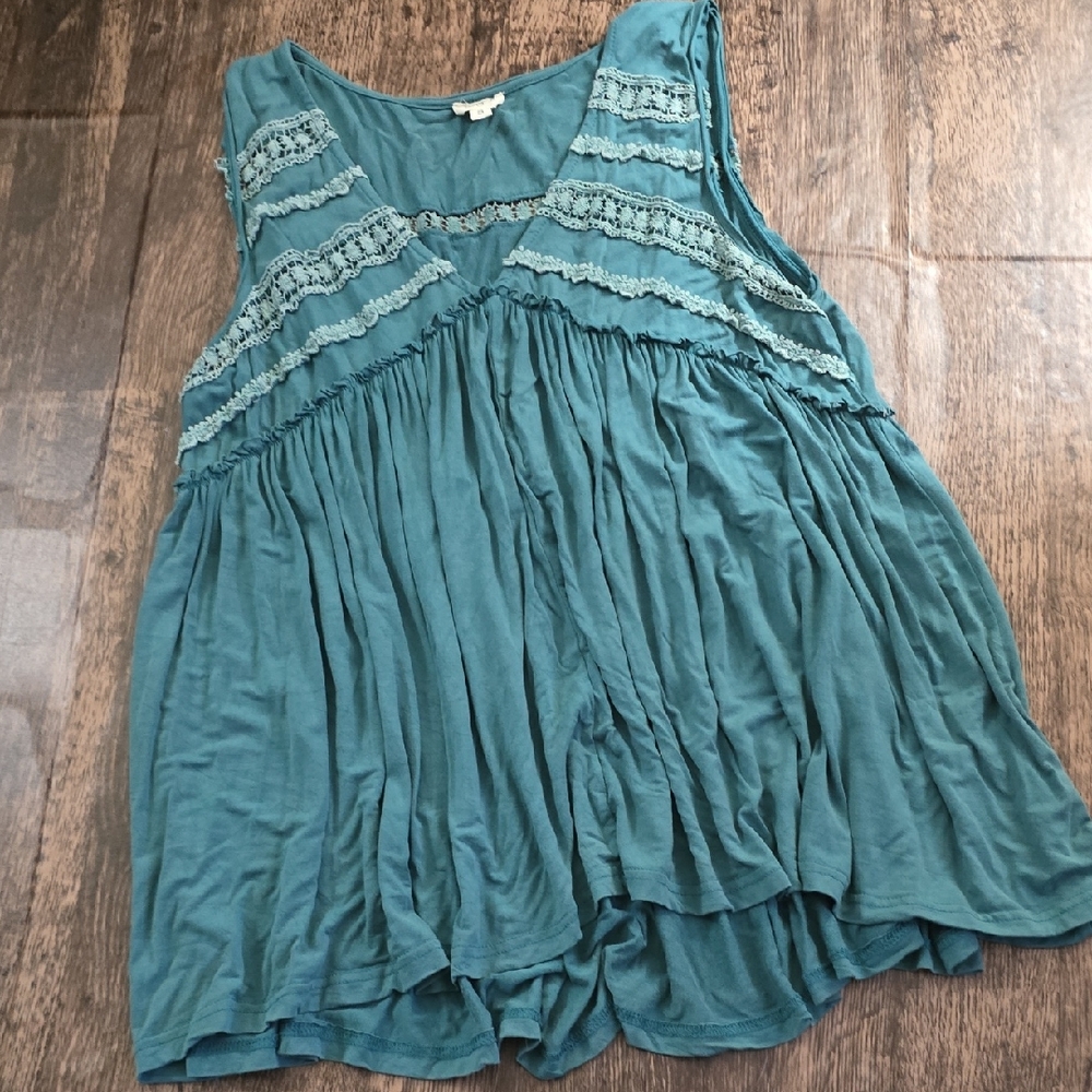 POL Sz S Teal Lace‎ Detail Tunic